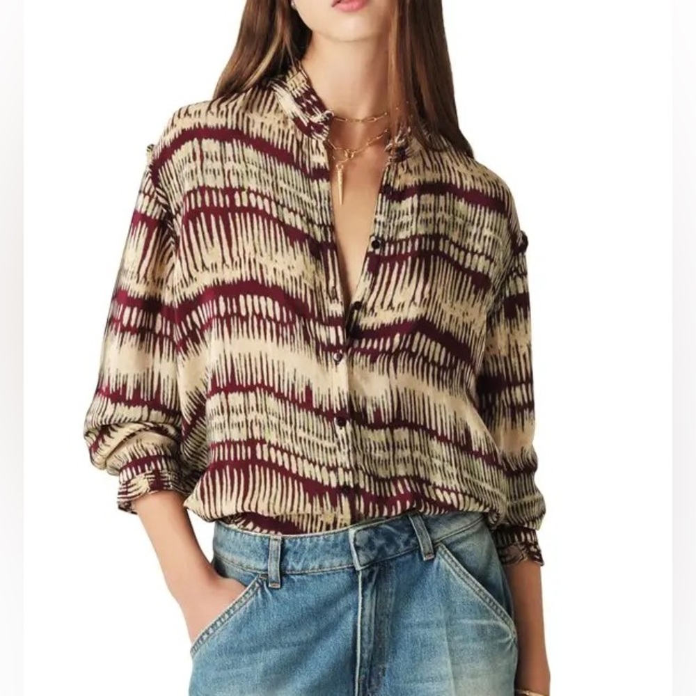 Ba&Sh Amore Abstract Button-Up Shirt Size 3 /L